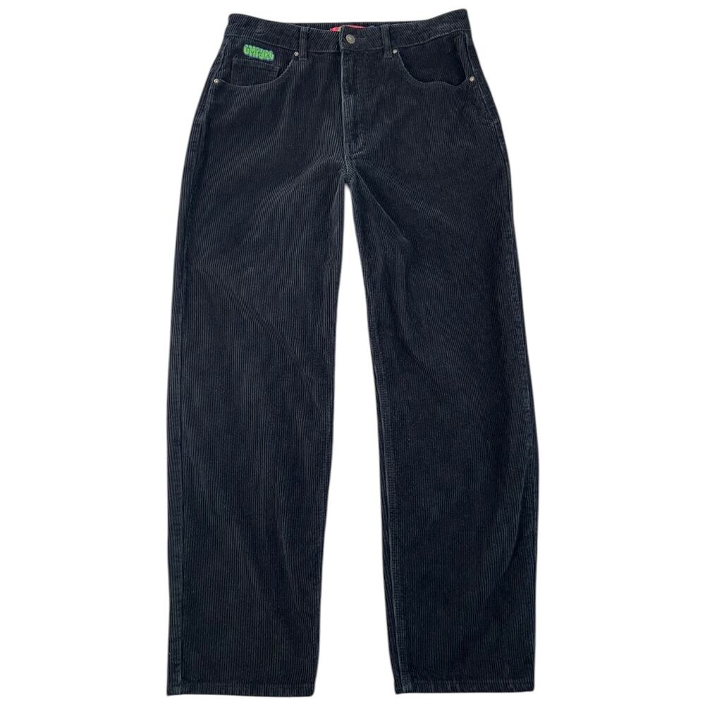 Empyre Black Baggy Wide Leg Corduroy Skater Pants Y2K Goth Rave - Women’s 12